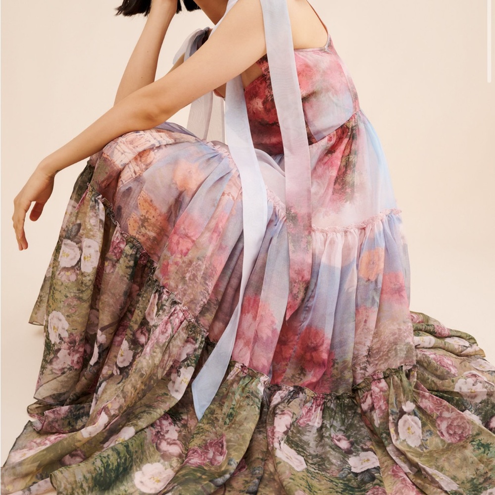 Floral Tiered Midi Dress with Bow Straps - Multi - Picture 3 of 4